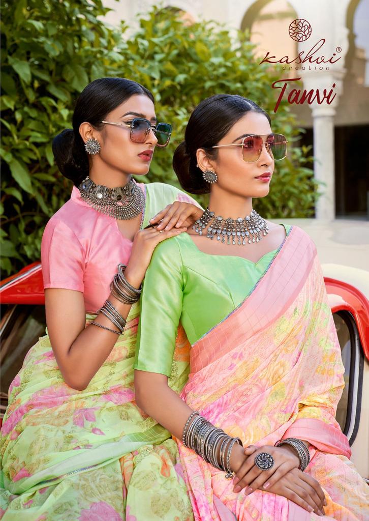 Kashvi Tanvi Fancy Chiffon Printed Ethnic Wear Designer Saree Collection